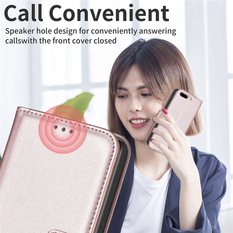 BINFEN COLOR BF17 Leather Wallet Case for iPhone 6 Plus / 6s Plus / 7 Plus / 8 Plus 5.5 inch , Stand Magnetic Flip Phone Cover - Rose Gold