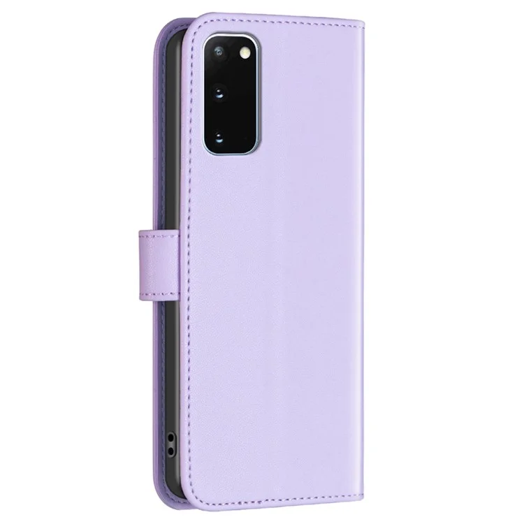 BINFEN COLOR BF17 для Samsung Galaxy S20 4G / 5G Flip Folio Wallet Cover PU Leather Stand Phone Case - Фиолетовый