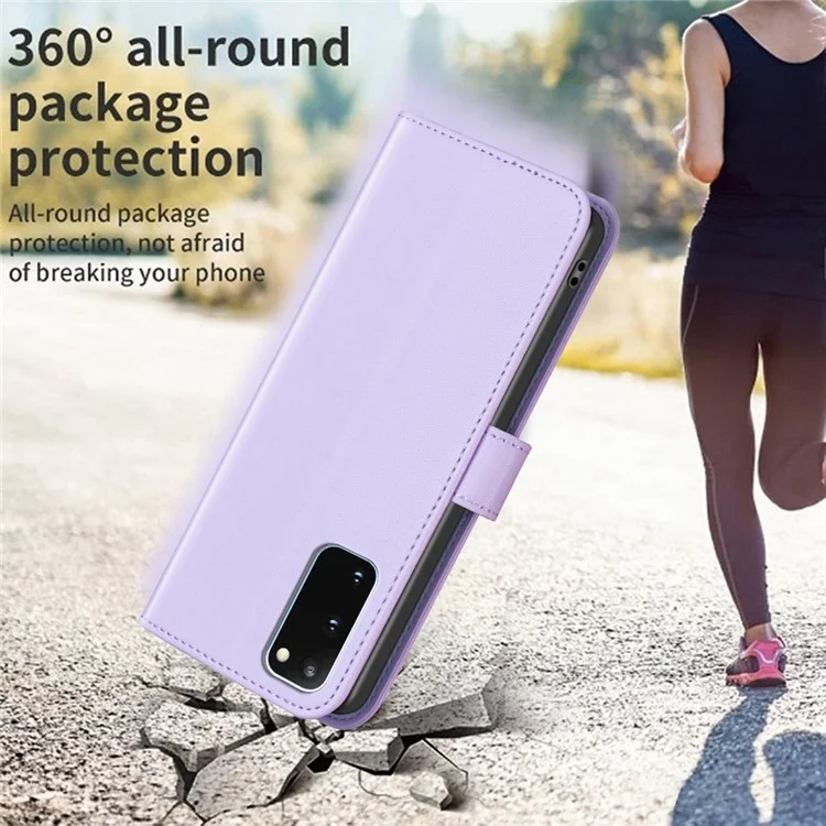 BINFEN COLOR BF17 для Samsung Galaxy S20 4G / 5G Flip Folio Wallet Cover PU Leather Stand Phone Case - Фиолетовый