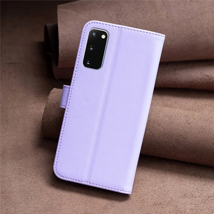 BINFEN COLOR BF17 для Samsung Galaxy S20 4G / 5G Flip Folio Wallet Cover PU Leather Stand Phone Case - Фиолетовый