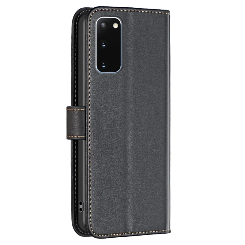 BINFEN COLOR BF17 For Samsung Galaxy S20 4G / 5G Flip Folio Wallet Cover PU Leather Stand Phone Case - Black