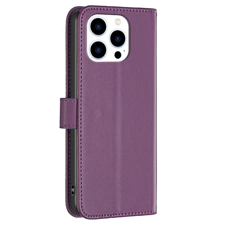 BINFEN COLOR BF17 Para iPhone 14 Pro Max Estuche de cartera de cuero artificial plegable - Púrpura oscuro