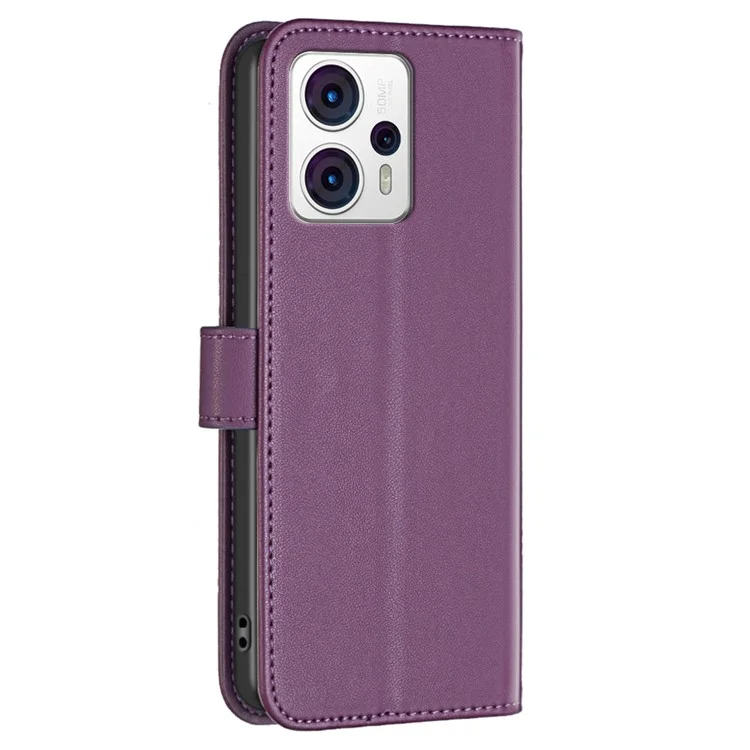BINFEN COLOR BF17 para Motorola Moto G13 4G / G23 4G / G53 5G Funda de teléfono magnética tipo cartera Funda de piel con soporte - Morado oscuro