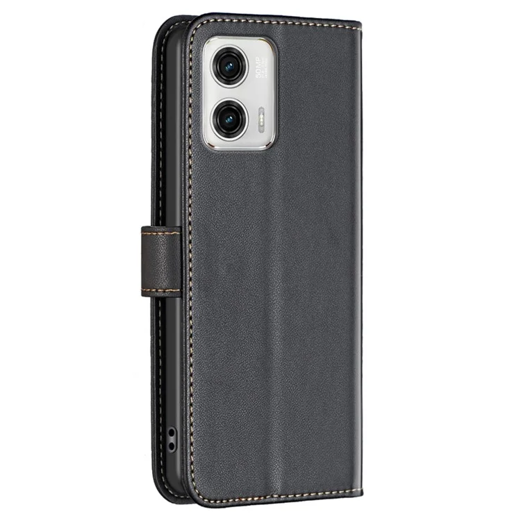 BINFEN COLOR BF17 Portafoglio Custodia in Pelle per Motorola Moto G73 5G Chiusura Magnetica Supporto per Telefono - Nero