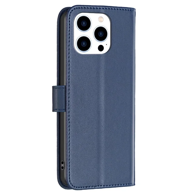 BINFEN COLOR BF17 Para iPhone 14 Pro Funda Magnética de Teléfono Billetera de Cuero Funda de Teléfono con Función de Soporte - Azul