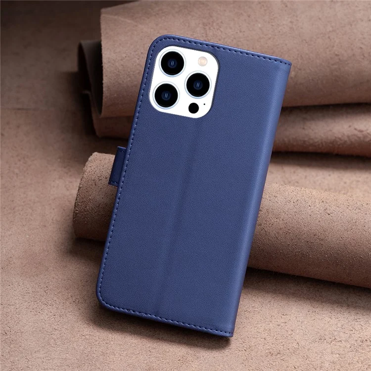 BINFEN COLOR BF17 Para iPhone 14 Pro Funda Magnética de Teléfono Billetera de Cuero Funda de Teléfono con Función de Soporte - Azul