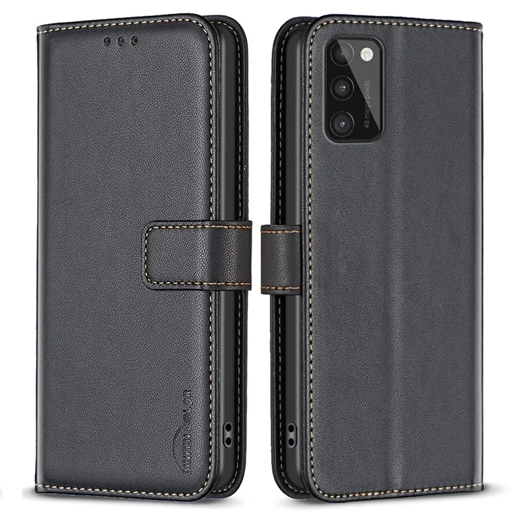 BINFEN COLOR BF17 für Samsung Galaxy A41 (Globale Version) Brieftaschen-Lederhülle, Ständer, magnetischer Hülle - Schwarz