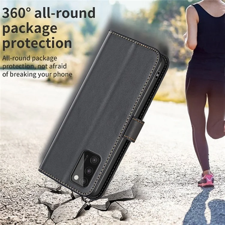BINFEN COLOR BF17 für Samsung Galaxy A41 (Globale Version) Brieftaschen-Lederhülle, Ständer, magnetischer Hülle - Schwarz