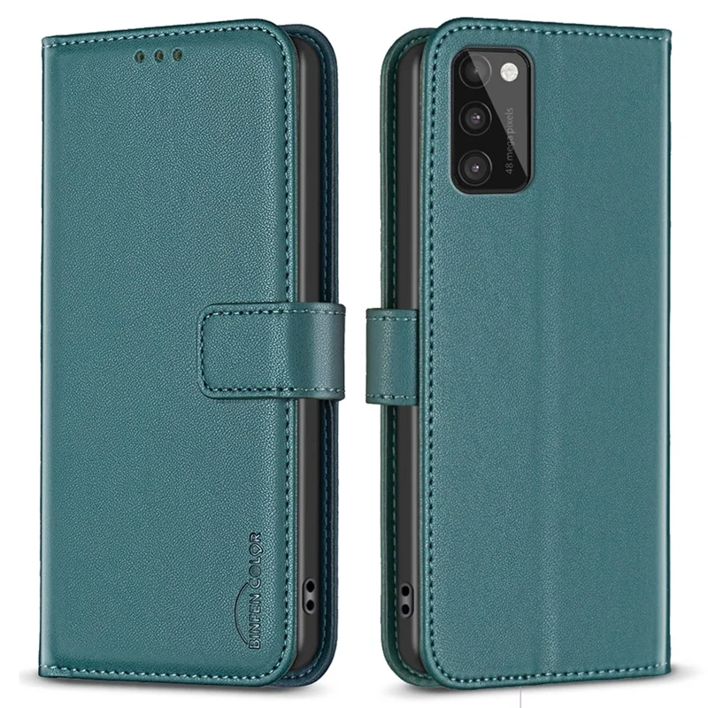 BINFEN COLOR BF17 For Samsung Galaxy A41 (Global Version) Wallet Leather Phone Cover Stand Magnetic Case - Green