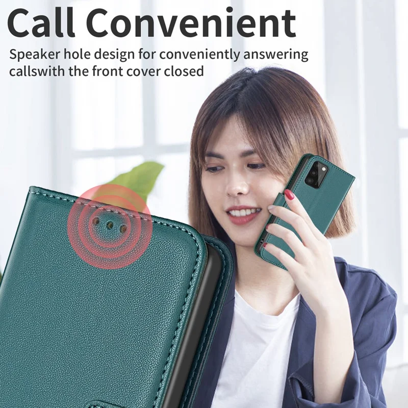 BINFEN COLOR BF17 For Samsung Galaxy A41 (Global Version) Wallet Leather Phone Cover Stand Magnetic Case - Green