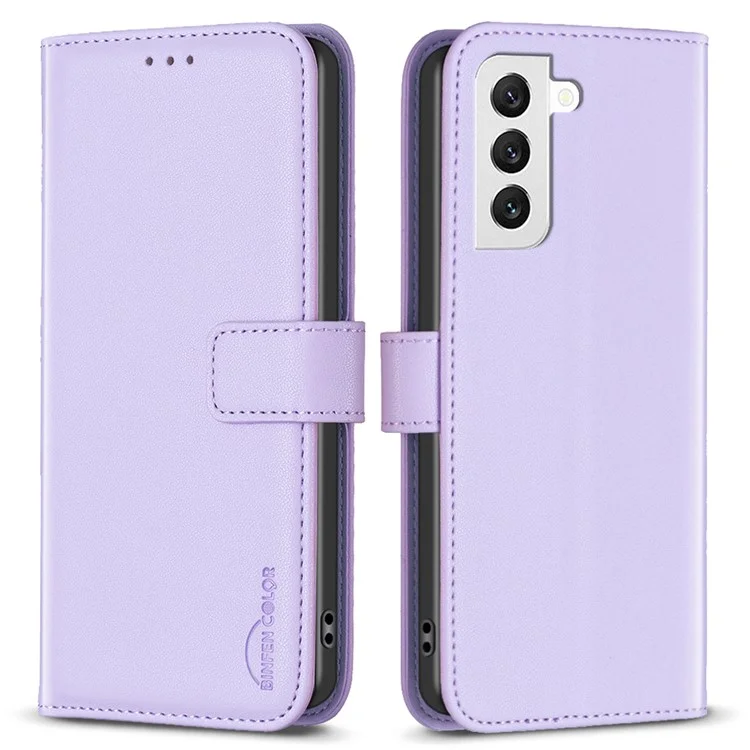 BINFEN COLOR BF17 для Samsung Galaxy S21+ 5G PU кожаный чехол-бумажник со стойкой, магнитным замком - фиолетовый