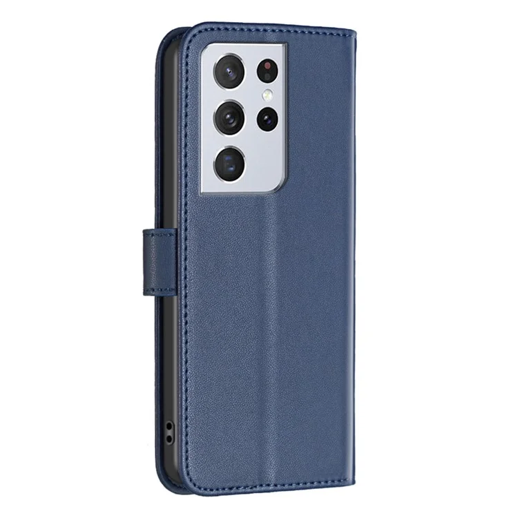 BINFEN COLOR BF17 Para Samsung Galaxy S21 Ultra 5G Capa de Telefone Carteira de Couro Suporte Fechamento Magnético - Azul