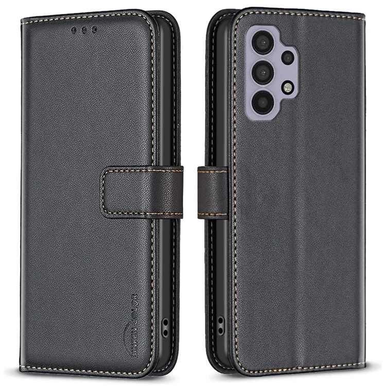 BINFEN COLOR BF17 Pour Samsung Galaxy A32 5G / M32 5G Étui de téléphone Housse en cuir PU Support portefeuille - Noir
