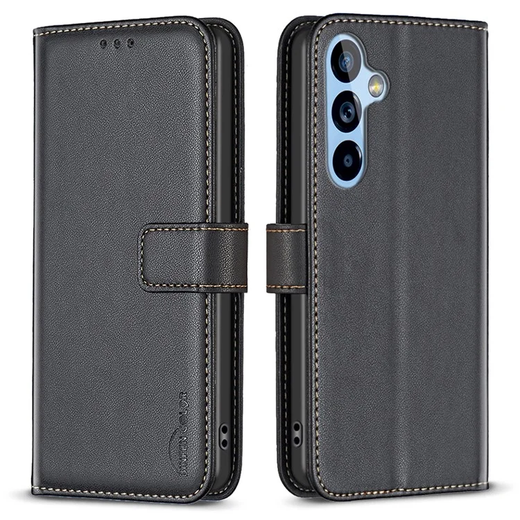 BINFEN COLOR BF17 For Samsung Galaxy A54 5G Stand Wallet Phone Case Leather + TPU Phone Cover - Black