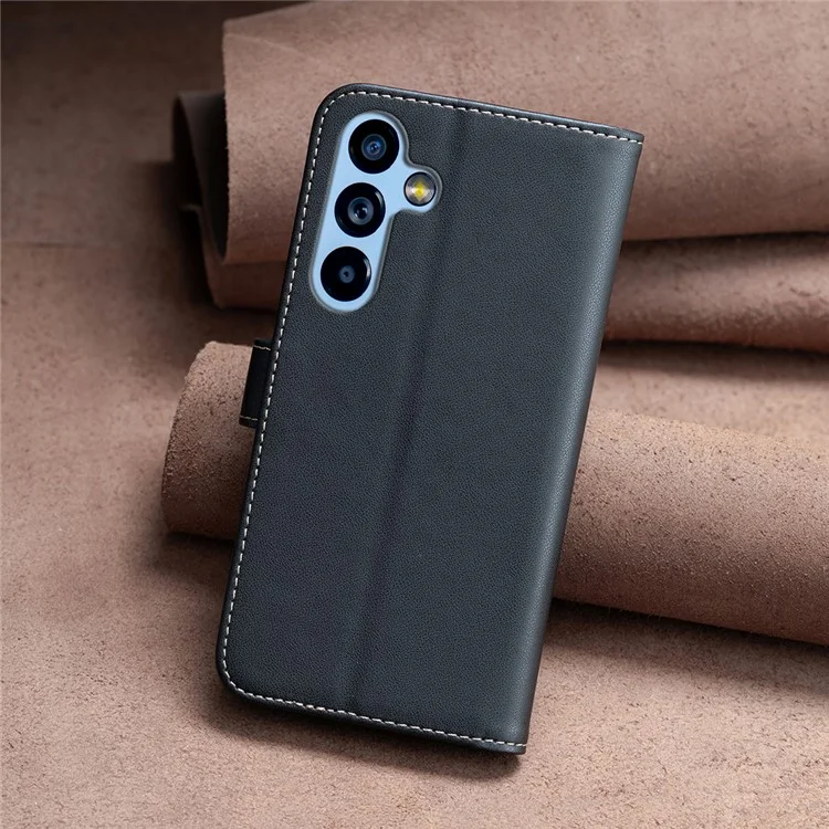 BINFEN COLOR BF17 For Samsung Galaxy A54 5G Stand Wallet Phone Case Leather + TPU Phone Cover - Black