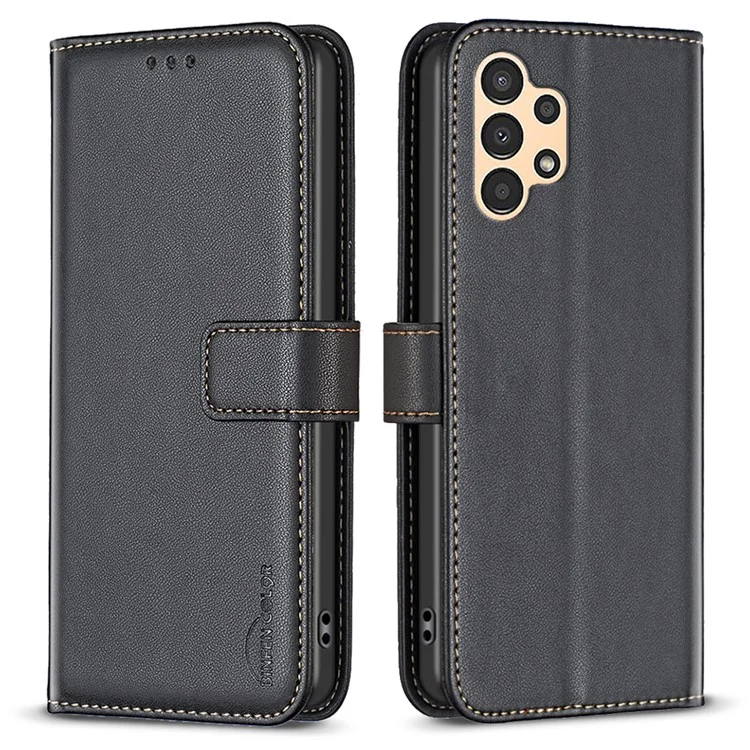 BINFEN COLOR BF17 For Samsung Galaxy A73 5G Phone Wallet Case Stand Leather Phone Cover - Black