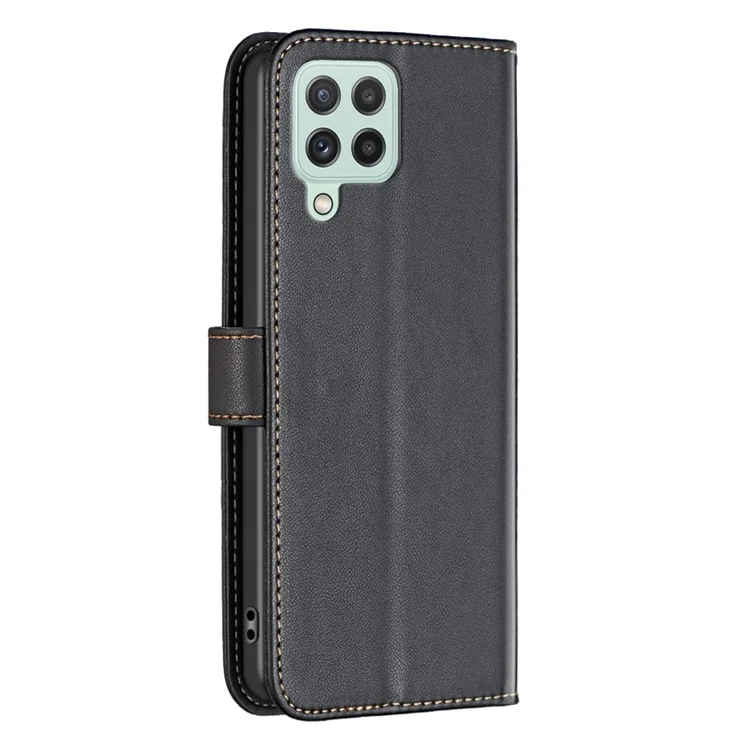 BINFEN COLOR BF17 Para Samsung Galaxy A22 4G (Versão EU) Capa de Telefone de Carteira de Couro PU com Suporte - Preto