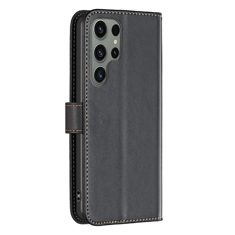 BINFEN COLOR BF17 Für Samsung Galaxy S23 Ultra Smartphone-Hülle PU-Leder Telefonhülle mit Ständer Geldbörse - Schwarz
