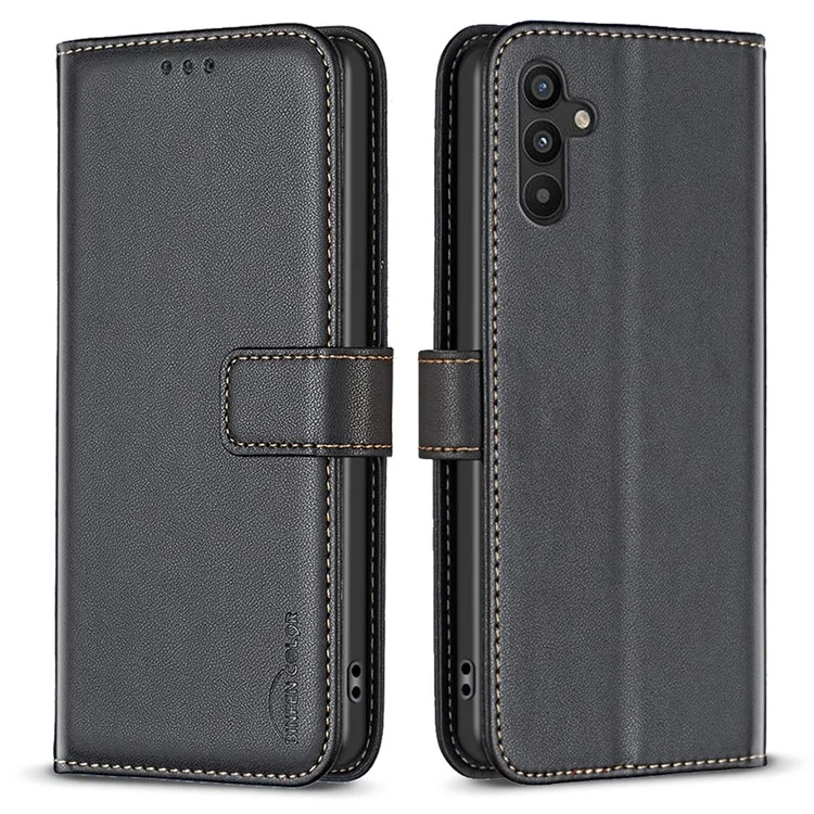 BINFEN COLOR BF17 Stand Phone Cover per Samsung Galaxy A34 5G Custodia in pelle PU + TPU Wallet - Nero