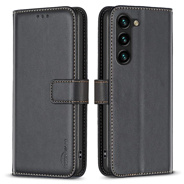 BINFEN COLOR BF17 Pour Samsung Galaxy S23+ Housse de téléphone portefeuille avec support Étui en cuir PU - Noir