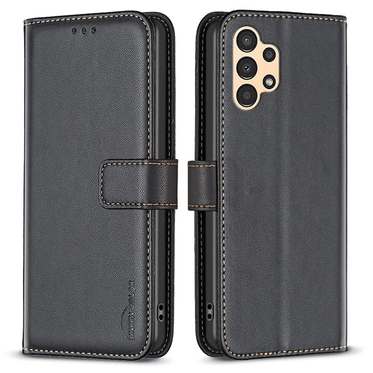 BINFEN COLOR BF17 Para Samsung Galaxy A33 5G Estuche de teléfono de pie Funda de cuero de PU + Funda de teléfono billetera de TPU - Negro
