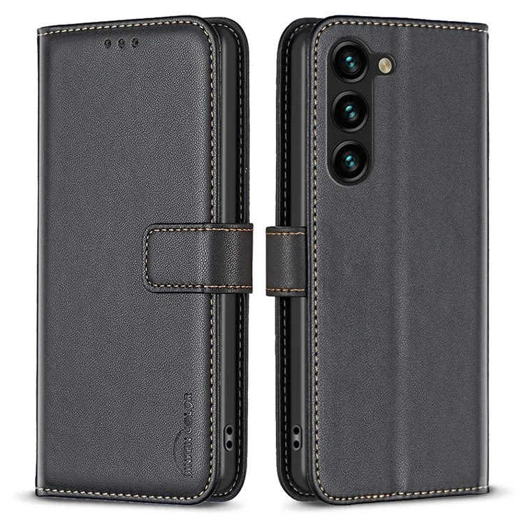 BINFEN COLOR BF17 Per Samsung Galaxy S23 Custodia in pelle per telefono Anti-caduta con supporto e portafoglio - Nero