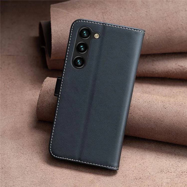 BINFEN COLOR BF17 Per Samsung Galaxy S23 Custodia in pelle per telefono Anti-caduta con supporto e portafoglio - Nero