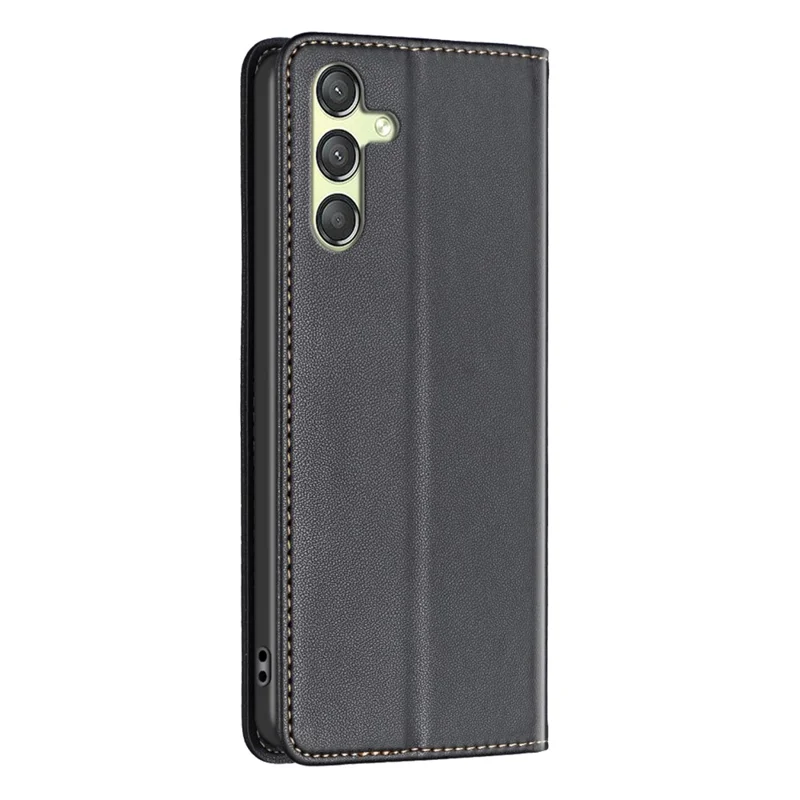 BINFEN COLOR BF18 Para Samsung Galaxy A24 4G (162.1 x 77.6 x 8.3mm) Suporte para Cartão Capa de Telefone de Couro PU - Preto