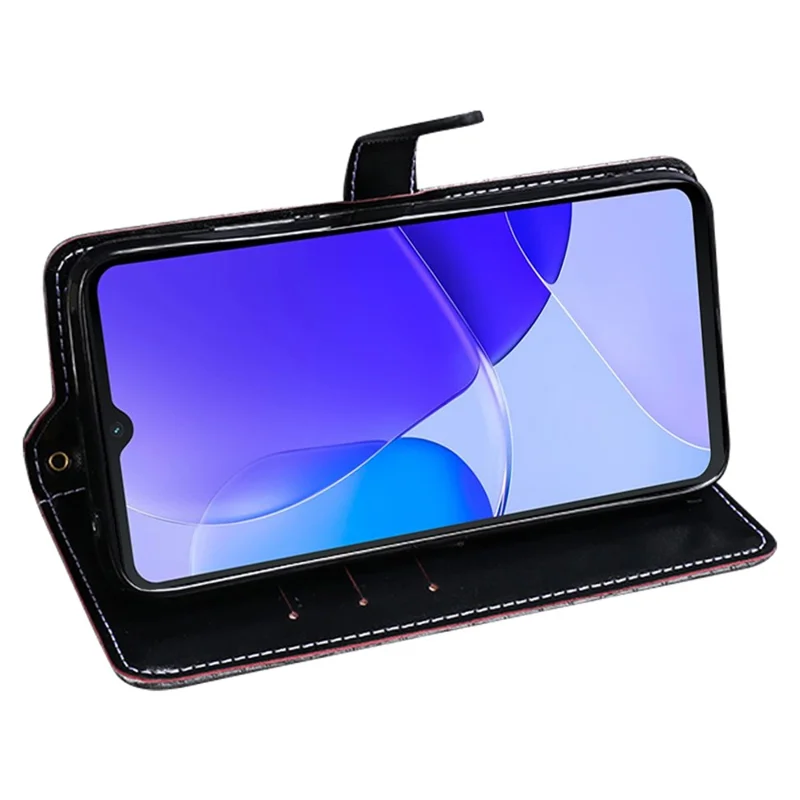 IDEWEI For Oukitel C32 Phone Case Wallet Stand PU Leather Crocodile Texture Smartphone Cover - Black