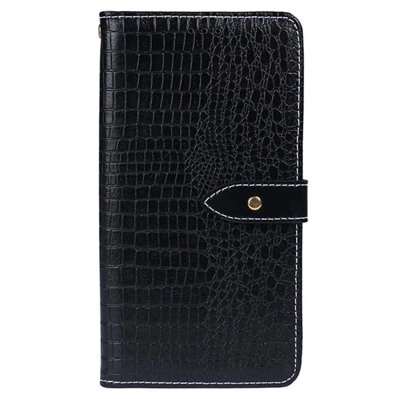 IDEWEI For Oukitel C32 Phone Case Wallet Stand PU Leather Crocodile Texture Smartphone Cover - Black
