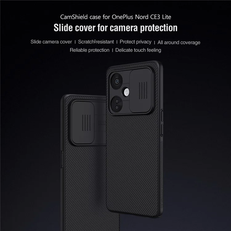 Nillkin Camshield Pour OnePlus Nord CE 3 Lite 5G Hard PC Téléphone Hard Télécopieur Lens Protection Téléphone Cover - Noir