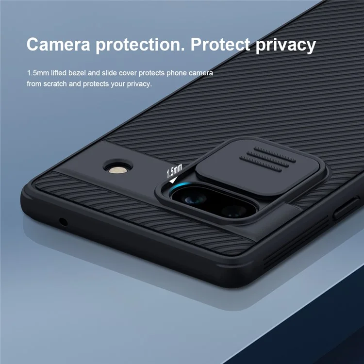 NILLKIN CamShield Pro Series für Google Pixel 7a Handyhülle PC+TPU Handyschutz mit Schiebe-Kameraabdeckung - Blau