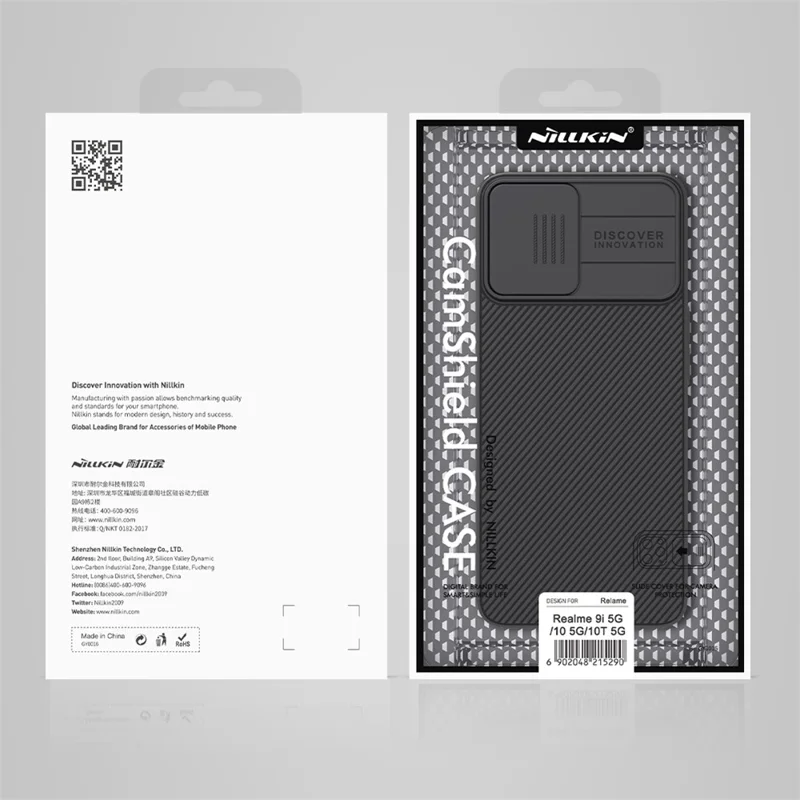 NILLKIN CamShield for Realme 9i 5G / 10 5G / 10T 5G Hard PC Phone Case Anti-Drop Phone Shell with Slide Lens Cover - Black