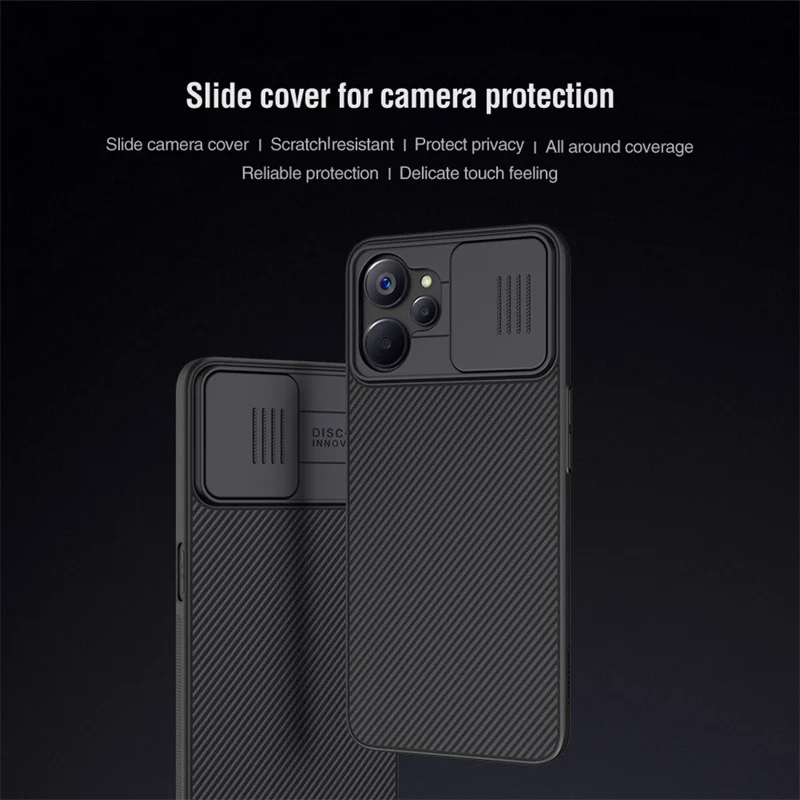 NILLKIN CamShield for Realme 9i 5G / 10 5G / 10T 5G Hard PC Phone Case Anti-Drop Phone Shell with Slide Lens Cover - Black