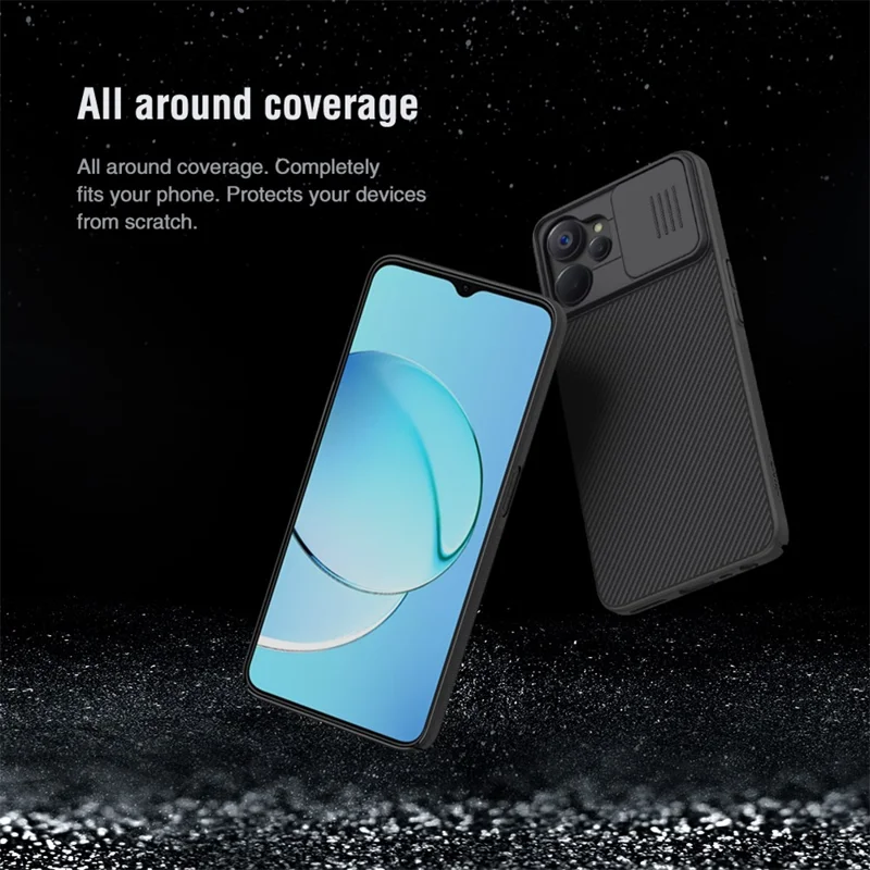 NILLKIN CamShield for Realme 9i 5G / 10 5G / 10T 5G Hard PC Phone Case Anti-Drop Phone Shell with Slide Lens Cover - Black