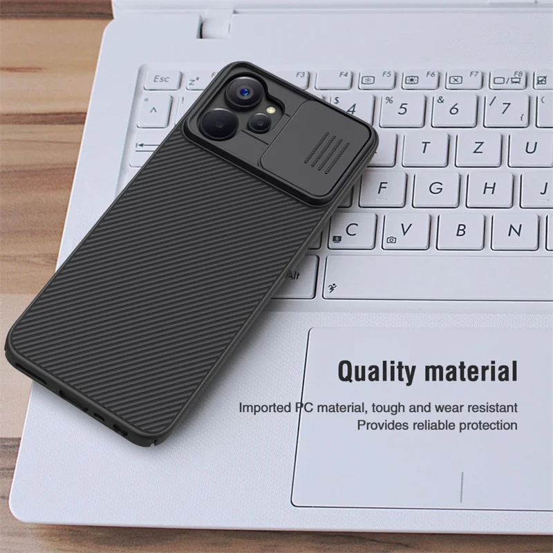 NILLKIN CamShield for Realme 9i 5G / 10 5G / 10T 5G Hard PC Phone Case Anti-Drop Phone Shell with Slide Lens Cover - Black