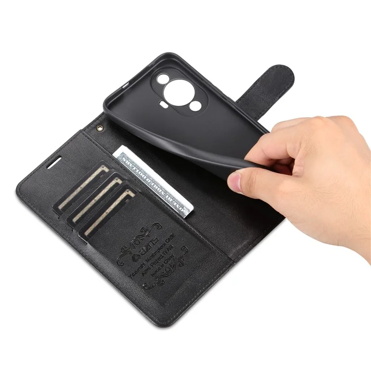 AZNS For Huawei nova 11 Pro / nova 11 Ultra Mobile Phone Case TPU+PU Leather Protective Cover Wallet Phone Shell - Black