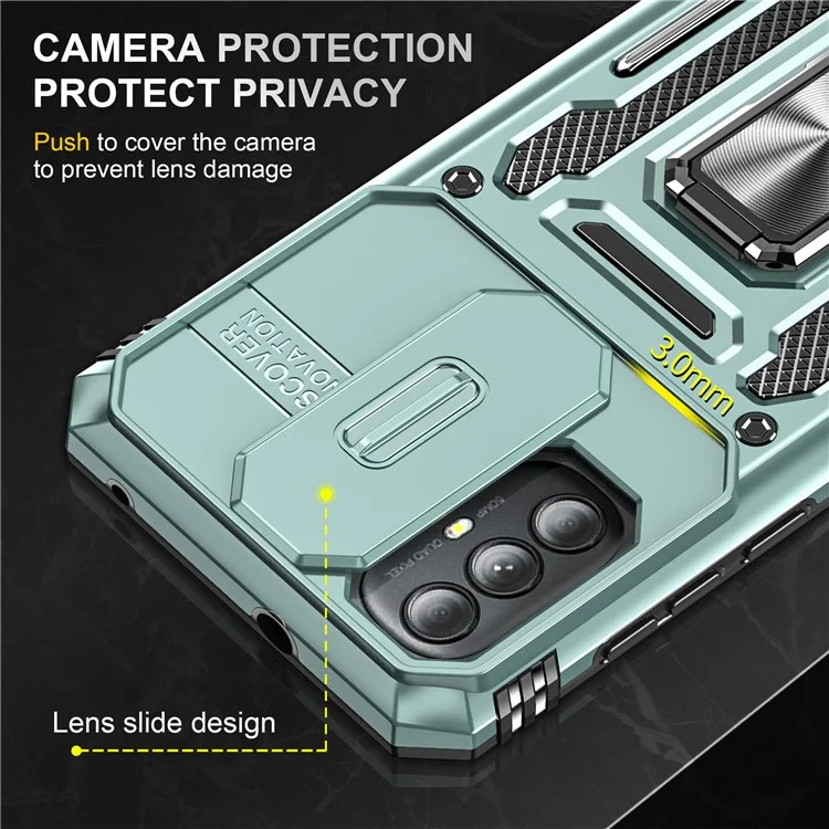 Pour Motorola Moto G Power 5G Etui de protection pour téléphone Série Armure avec support Coque en PC + TPU Slide Protection de l'appareil photo - Vert