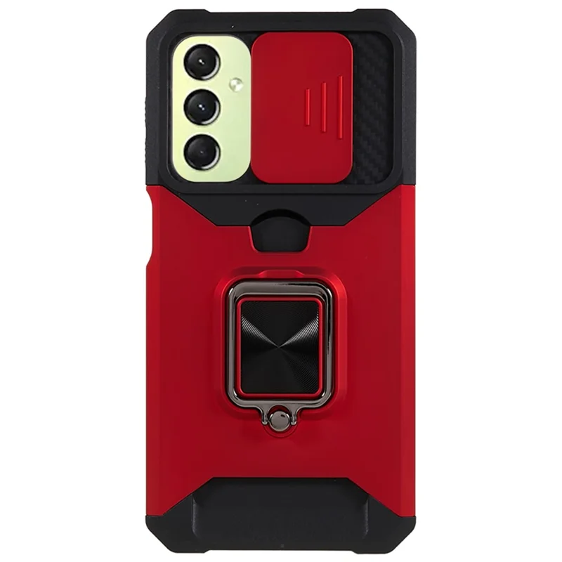 Case de Teléfono PC+TPU Para Samsung Galaxy A24 4G Protección de Lente Tapa Trasera Con Soporte de Tarjeta - Rojo