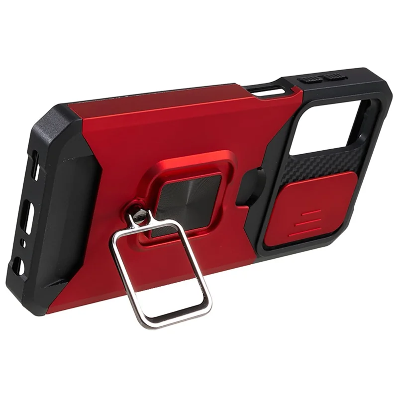 Case de Teléfono PC+TPU Para Samsung Galaxy A24 4G Protección de Lente Tapa Trasera Con Soporte de Tarjeta - Rojo