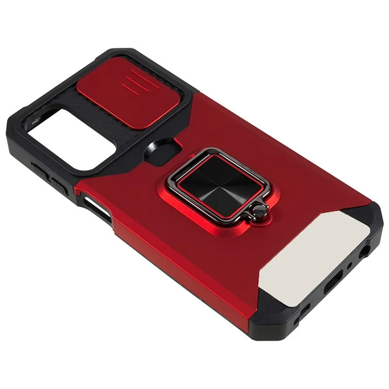 Case de Teléfono PC+TPU Para Samsung Galaxy A24 4G Protección de Lente Tapa Trasera Con Soporte de Tarjeta - Rojo