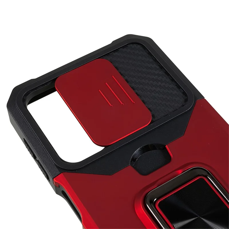 Case de Teléfono PC+TPU Para Samsung Galaxy A24 4G Protección de Lente Tapa Trasera Con Soporte de Tarjeta - Rojo