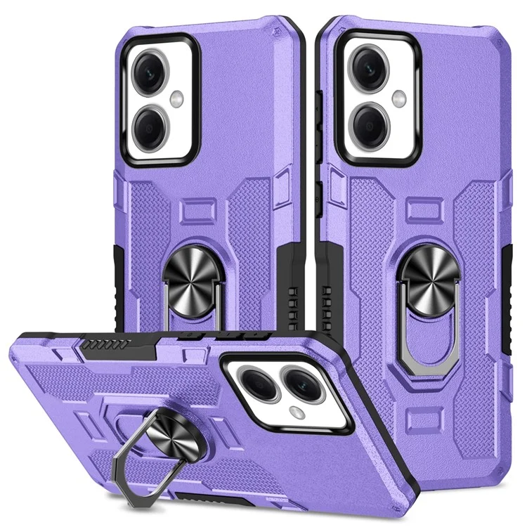 Para Xiaomi Redmi Note 12 5G (China) /(india) /(global) / Poco X5 5G Case de Teléfono PC + TPU Ring Sporter Kickstand Cover - Púrpura
