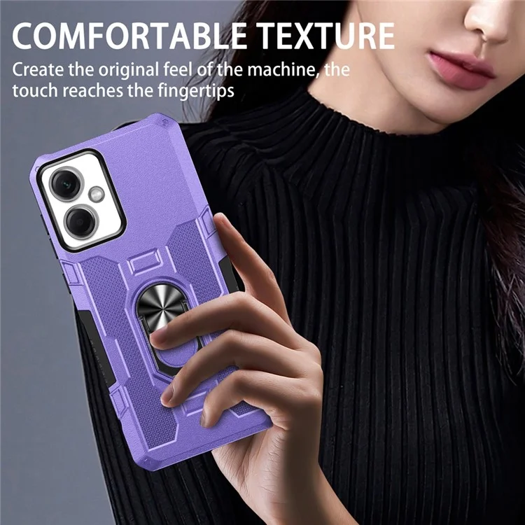 Para Xiaomi Redmi Note 12 5G (China) /(india) /(global) / Poco X5 5G Case de Teléfono PC + TPU Ring Sporter Kickstand Cover - Púrpura