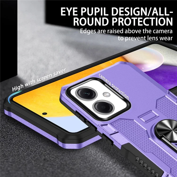 Para Xiaomi Redmi Note 12 5G (China) /(india) /(global) / Poco X5 5G Case de Teléfono PC + TPU Ring Sporter Kickstand Cover - Púrpura