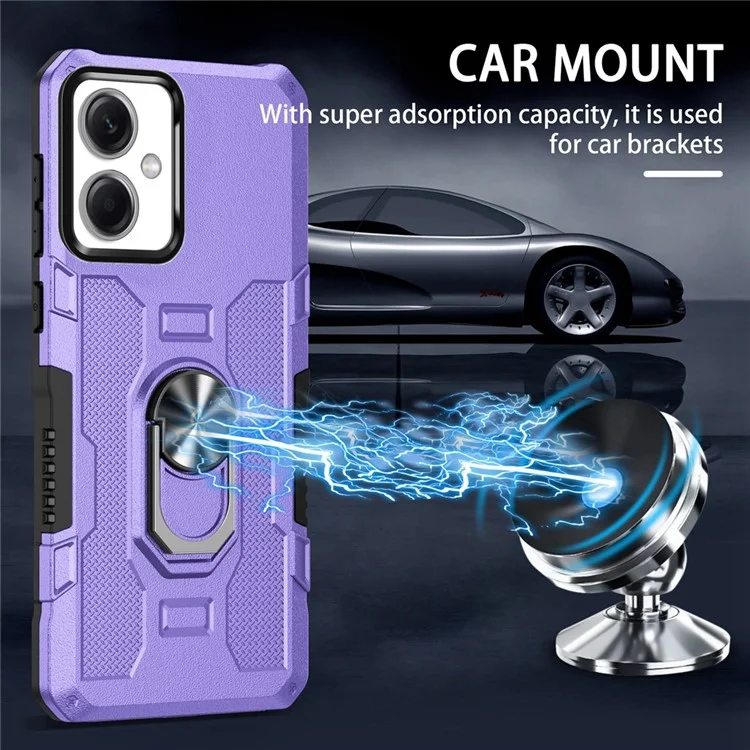Para Xiaomi Redmi Note 12 5G (China) /(india) /(global) / Poco X5 5G Case de Teléfono PC + TPU Ring Sporter Kickstand Cover - Púrpura