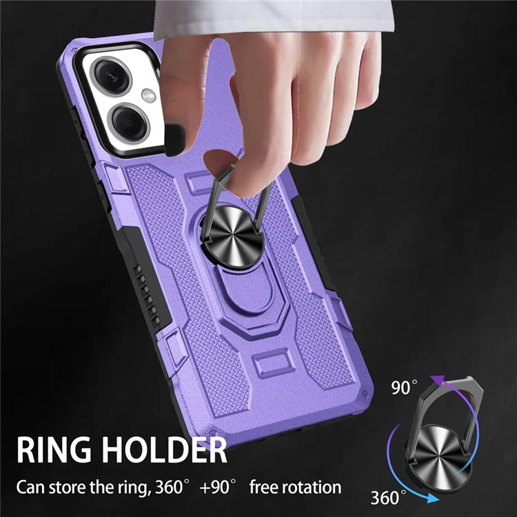 Para Xiaomi Redmi Note 12 5G (China) /(india) /(global) / Poco X5 5G Case de Teléfono PC + TPU Ring Sporter Kickstand Cover - Púrpura
