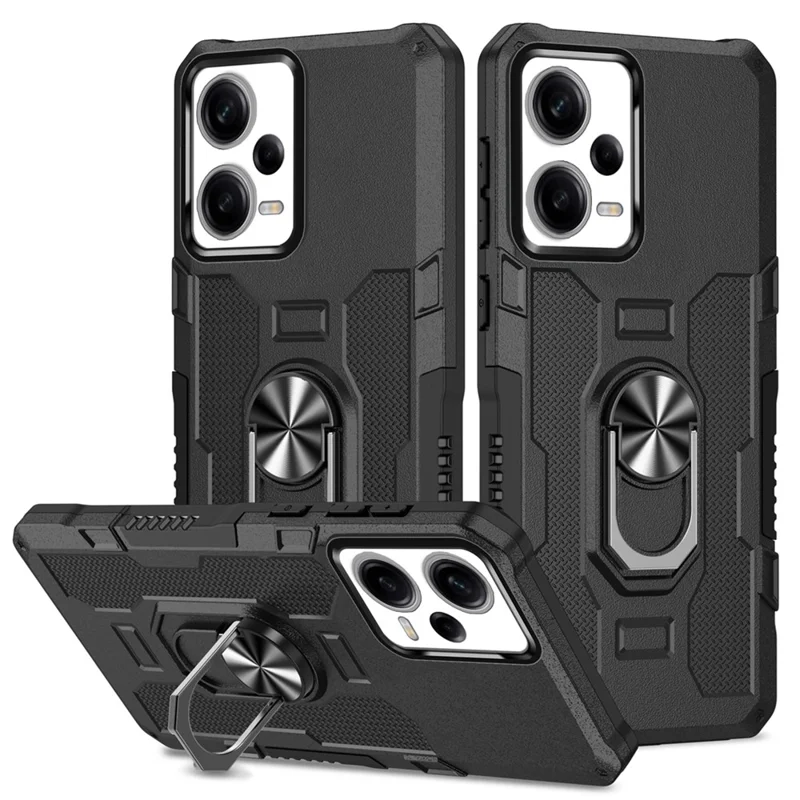 Kickstand Phone Case para Xiaomi Redmi Note 12 Pro 5G / Note 12 Pro Speed 5G / Poco X5 Pro 5G, Capa Protetora de PC + TPU à Prova de Choques - Preta