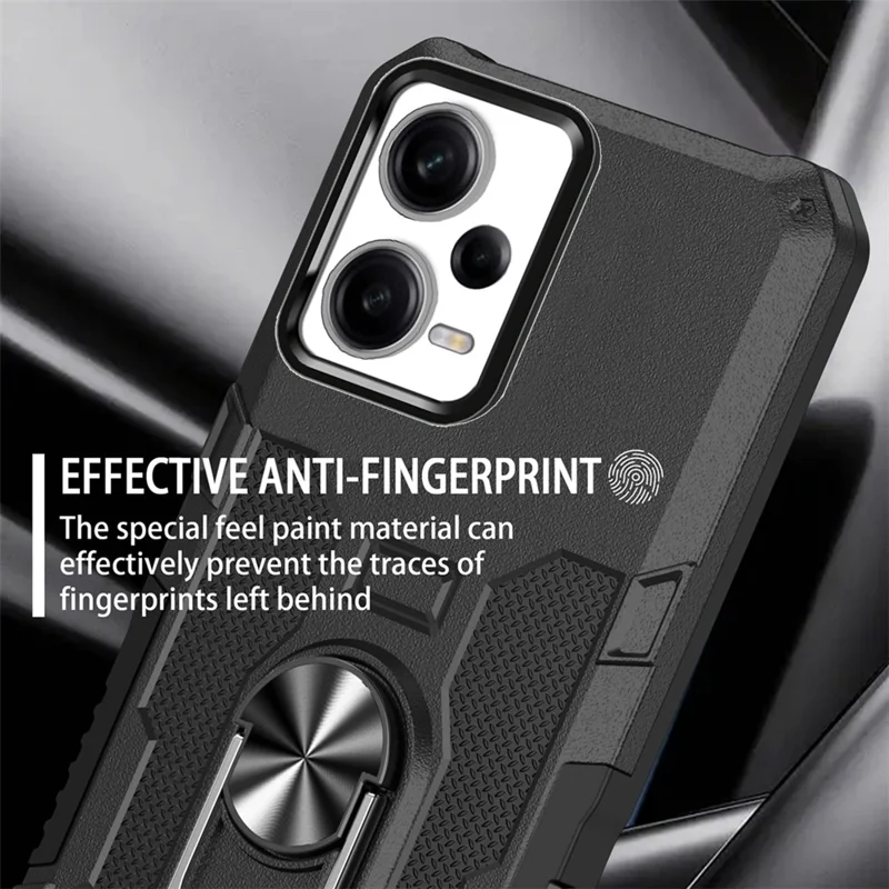 Kickstand Phone Case para Xiaomi Redmi Note 12 Pro 5G / Note 12 Pro Speed 5G / Poco X5 Pro 5G, Capa Protetora de PC + TPU à Prova de Choques - Preta
