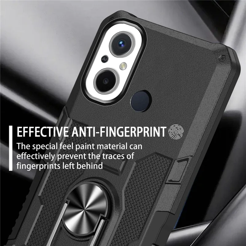 Für Xiaomi Redmi 12C 4G PC + TPU-Anti-Kratzer-Handyhülle mit Ringständer - Schwarz